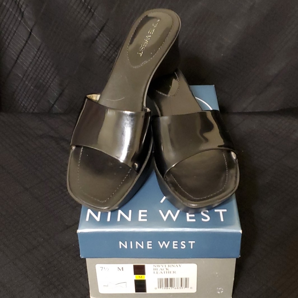 Nine West Black Patent Leather Wedges